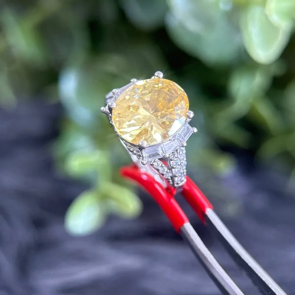 Lemon Quartz/Cz Silver 925 Ring‎